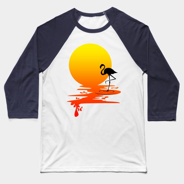 Sunset flamingo Baseball T-Shirt by pranata